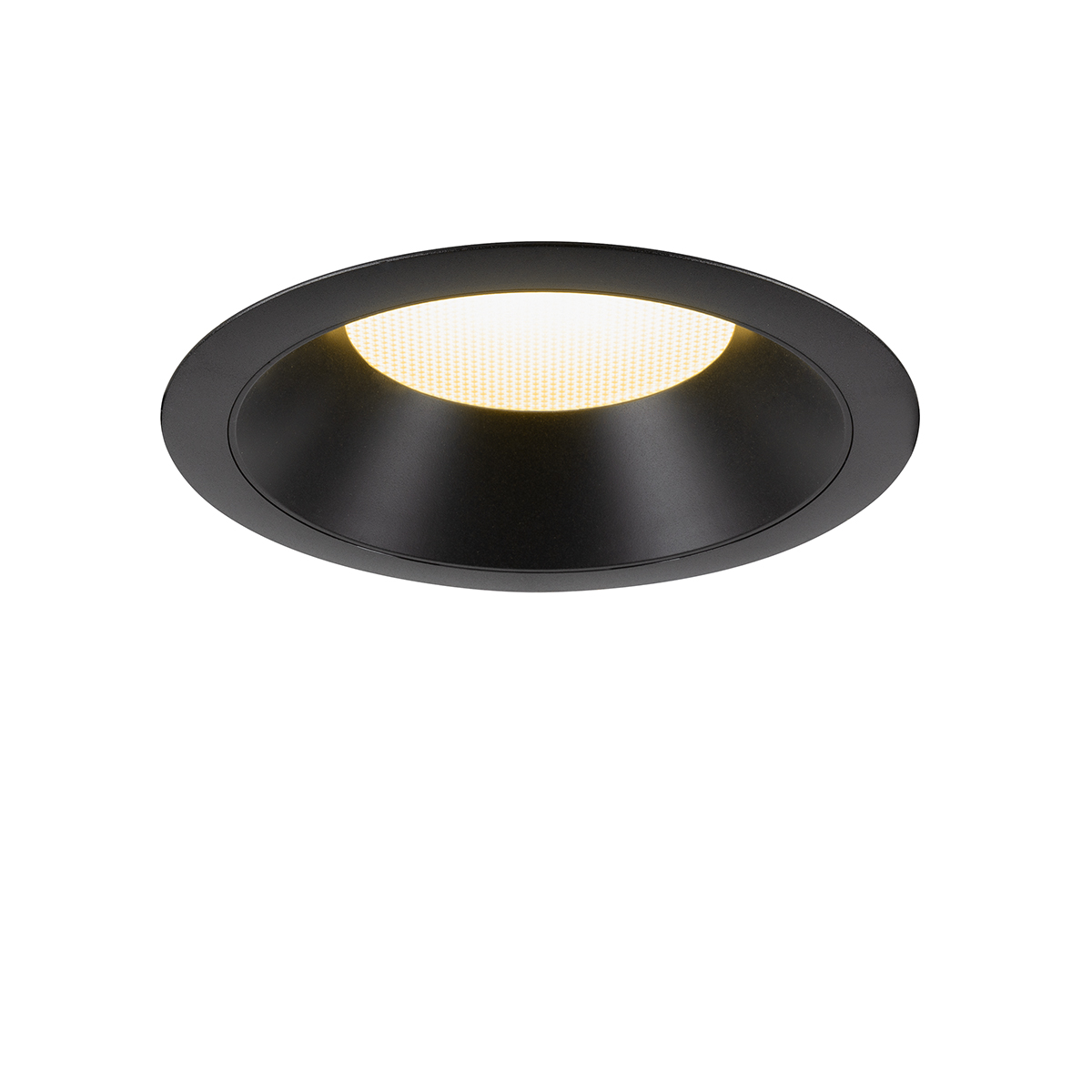 Einbau-Downlight Teco, Bohrloch-Ø 150-165 mm, Phasenab., schwarz, Deko-Rand schwarz, 1500 lm