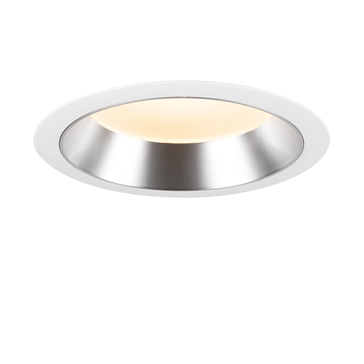 Einbau-Downlight Teco Tunable White LED, Bohrloch-Ø 172-195 mm, weiss, mit Deko-Rand silber