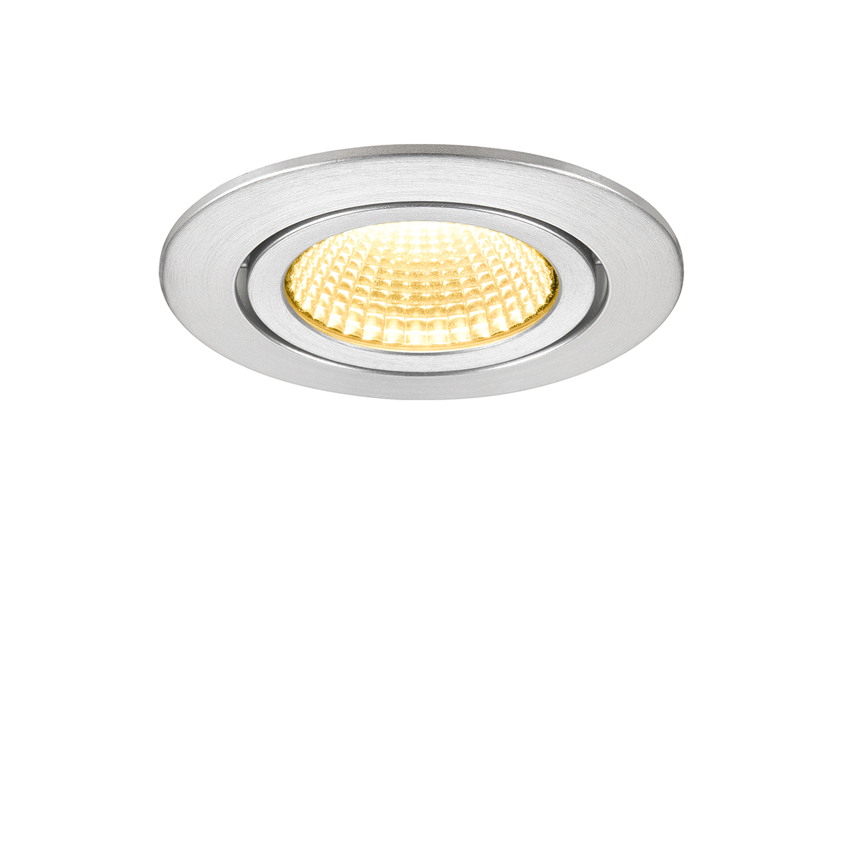 Einbau-Downlight RIDL 600 Flat, Bohrloch-Ø 68 mm, Phasenab., alu-gebürstet, 2700 K