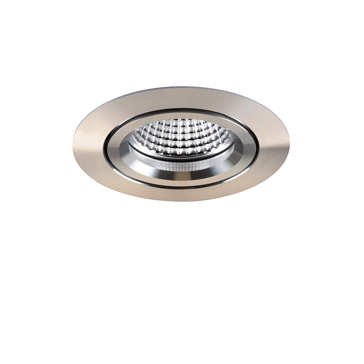 Einbau-Downlight Swing 68, mit RIDL 900, mit Spannfedern, Phasenab., alu-glänzend, 60°, 4000 K